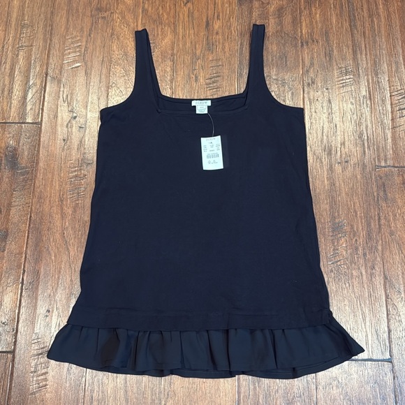 NWT! J. Crew Black Ruffled Sleeveless Tank Top - Picture 9 of 9